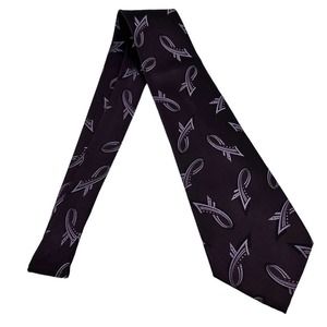 PIERRE CARDIN LAVENDER AWARENESS RIBBON ALL OVER PRINT MEN’S SILK TIE